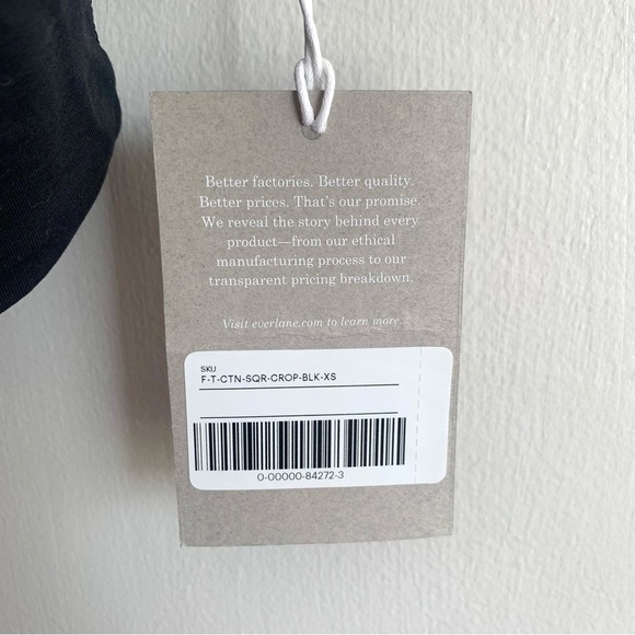 New Everlane The Cropped Square Neck Cami in Black Size XS - Picture 4 of 9